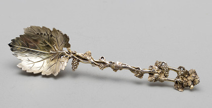 Cast Victorian Silver Grape Vine and Leaf Serving Spoon